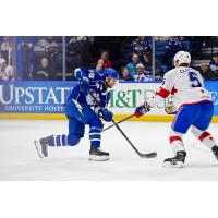 Syracuse Crunch's Matteo Pietroniro battles Laval Rocket's Nate Clurman
