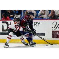 Rapid City Rush's Mitchell Smith battles Tulsa Oilers' Lukas Jirousek