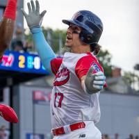 Catcher Joe DeLuca with the Hagerstown Flying Boxcars