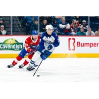 Syracuse Crunch defenseman Simon Lundmark vs. the Laval Rocket