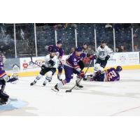 Youngstown Phantoms forward Hunter Bischoff controls the puck against the Madison Capitols