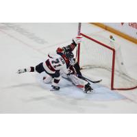 Saginaw Spirit left wing Dimian Zhilkin scores the winner in the shootout