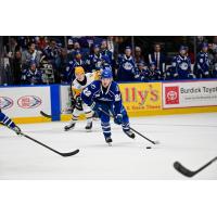 Syracuse Crunch left wing Jakob Pelletier vs. the Wilkes-Barre/Scranton Penguins