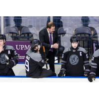 Youngstown Phantoms Head Coach Ryan Ward, Evan Jardine, Lenny Boos, and Ryan Rucinski on game night