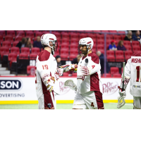 Oshawa FireWolves transition player Patrick Kaschalk (left) and defender Kyle Rubisch