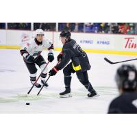 Vancouver Giants defenceman Kaleb Hartmann vs. the Kelowna Rockets