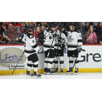 Wichita Thunder gather following a goal
