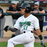 Infielder/outfielder Brian Rey with the Dayton Dragons