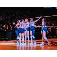 Grand Rapids Rise all smiles after a big point