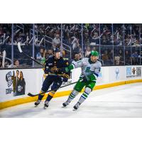 Florida Everblades forward Isaac Nurse (right) vs. the Atlanta Gladiators