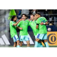 Seattle Sounders FC celebrate a goal