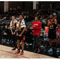 College Park Skyhawks guards Kobe Johnson (far left), Devon Higgs and forward Tyler Polley (far right)