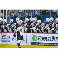 Vancouver Giants' Blake Chorney congratulated by team