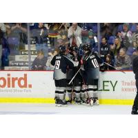 Vancouver Giants celebrate a goal against the Kamloops Blazers
