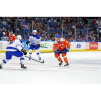 Syracuse Crunch defenseman Ian Mitchell vs. the Cleveland Monsters