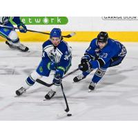 Wenatchee Wild forward Sam Elliott (right)