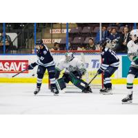 Penticton Vees look for a score against the Seattle Thunderbirds