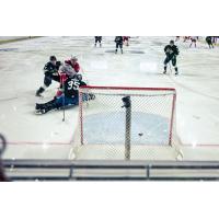 Allen Americans left wing Colby McAuley scores against the Utah Grizzlies
