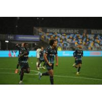 JJ Williams of Rhode Island FC reacts after his goal against Hartford Athletic