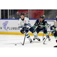 Penticton Vees defenceman Ethan Weber vs. the Seattle Thunderbirds