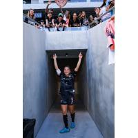 Ali Riley emerges from the tunnel for Angel City FC
