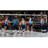 Omaha Supernovas react after a big point against the Atlanta Vibe