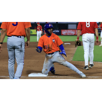 St. Lucie Mets second baseman Eddinson Paulino reacts after his triple