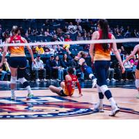 Grand Rapids Rise extend for a ball against the Dallas Pulse