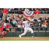 George Lombard, Jr. takes a big swing for the Somerset Patriots