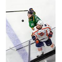 Atlanta Gladiators' Kirklan Irey and Greenville Swamp Rabbits' Keaton Mastrodonato in action