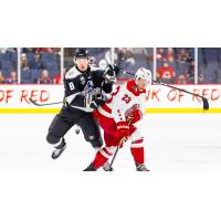 Wichita Thunder forward Spencer Blackwell (left) vs. the Allen Americans