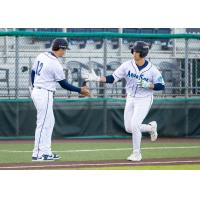 Luke Stevenson of the Everett AquaSox rounds the bases