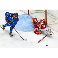 Ottawa Charge goaltender Gwyneth Philips sprawls to make a save