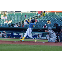 Montgomery Biscuits first baseman Xavier Isaac at the plate