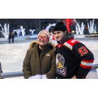 Amadeus Lombardi of the Grand Rapids Griffins poses with a fan