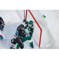 Kelowna Rockets defenceman Nate Corbet battles the Everett Silvertips