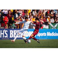 Detroit City FC defender Haruki Yamazaki (right)