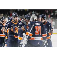 Greenville Swamp Rabbits' Isaiah Saville and team on game night