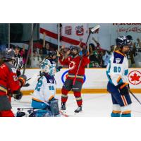 Ottawa Charge react after a goal against the New York Sirens