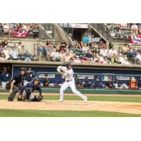 Charleston RiverDogs catcher Yirer Garcia at bat