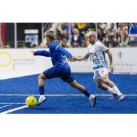 St. Louis Ambush midfielder Daniel Torrealba (right) vs. the San Diego Sockers