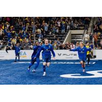 Nick Perera of the San Diego Sockers celebrates his golden goal