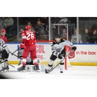 Allen Americans center Spencer Asuchak (left) vs. the Idaho Steelheads