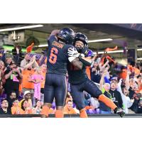 Orlando Storm celebrate after a touchdown