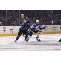 Syracuse Crunch forward Tristan Allard (right) against the Cleveland Monsters