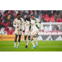 Atlanta United all smiles after a goal against Toronto FC