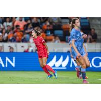 Ashley Sanchez of the North Carolina Courage reacts following her goal