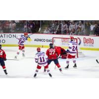Kitchener Rangers left wing Christian Humphreys fires a shot against the Windsor Spitfires