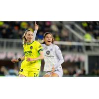 Racing Louisville FC forward Emma Sears (right) vs. the Washington Spirit