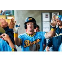 Montgomery Biscuits third baseman Mac Horvath gets high fives in the dugout